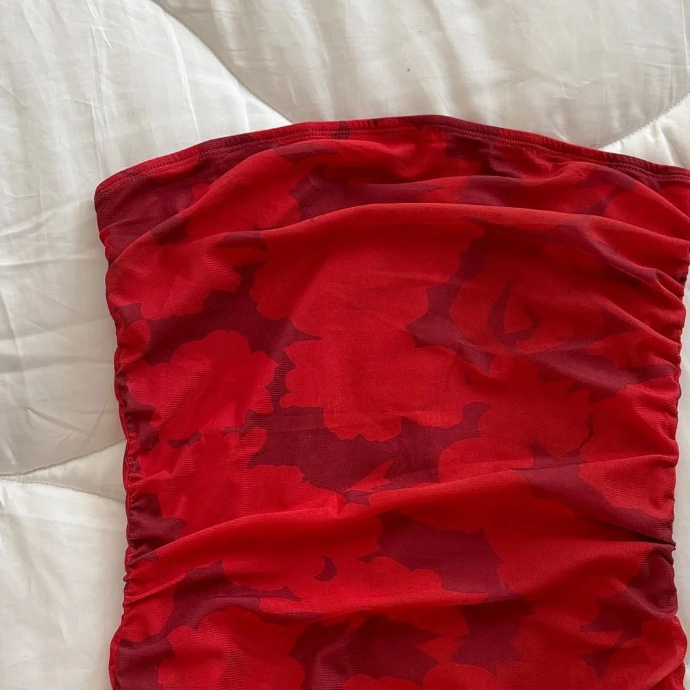 Red Strapless Mini Dress - Picture 2 of 3